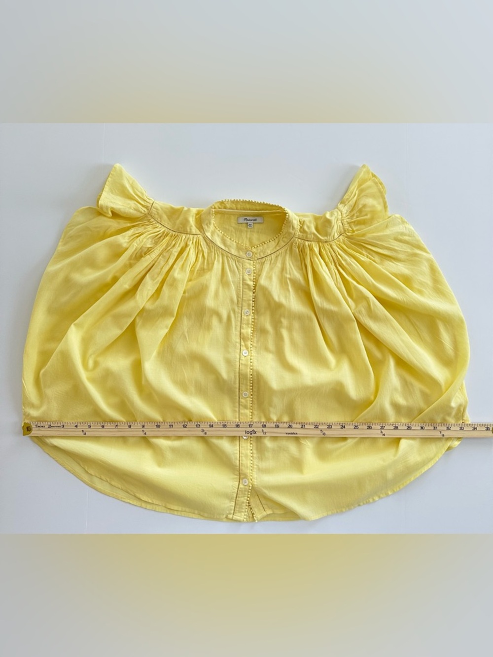 Madewell Shirred Lace Trim Top in Iced Lemon | XXL | EUC - Picture 10 of 16